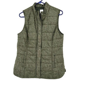 J. Jill size small green zip‎ up puffer vest poly fill with pockets